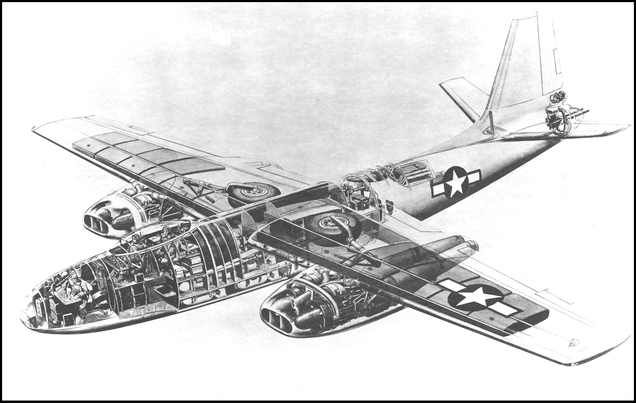 A cutaway drawing of the prototype XB-45 (US Air Force)
